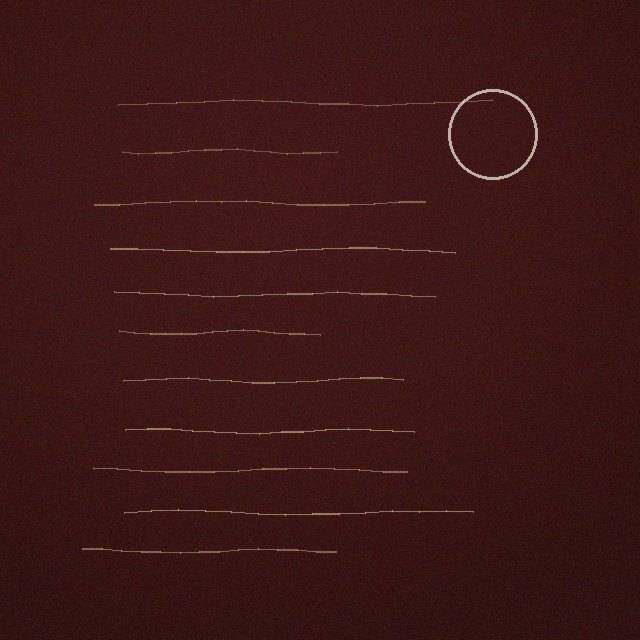 Handwritten margin strokes on deep burgundy