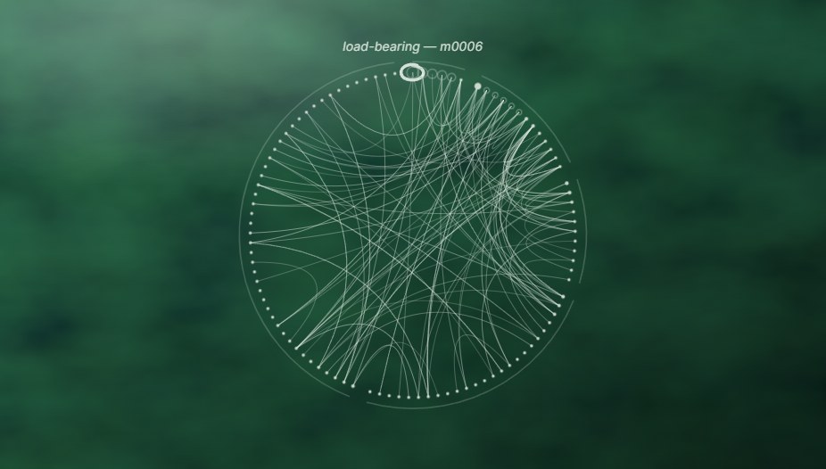 Keystone's estimated payment network as a chord diagram, the load-bearing merchant marked